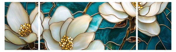 Obraz - Witraż z magnolią (170x50 cm)