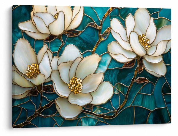 Obraz - Witraż z magnolią (70x50 cm)