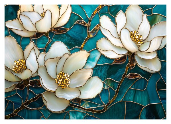 Obraz - Witraż z magnolią (70x50 cm)