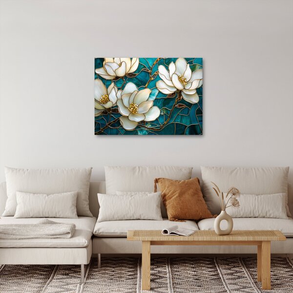 Obraz - Witraż z magnolią (70x50 cm)