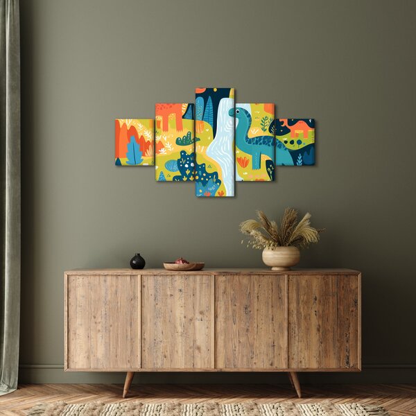 Obraz - Wesołe dinozaury (125x70 cm)