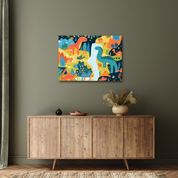 Obraz - Wesołe dinozaury (70x50 cm)