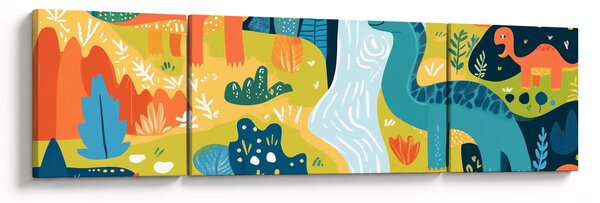 Obraz - Wesołe dinozaury (170x50 cm)