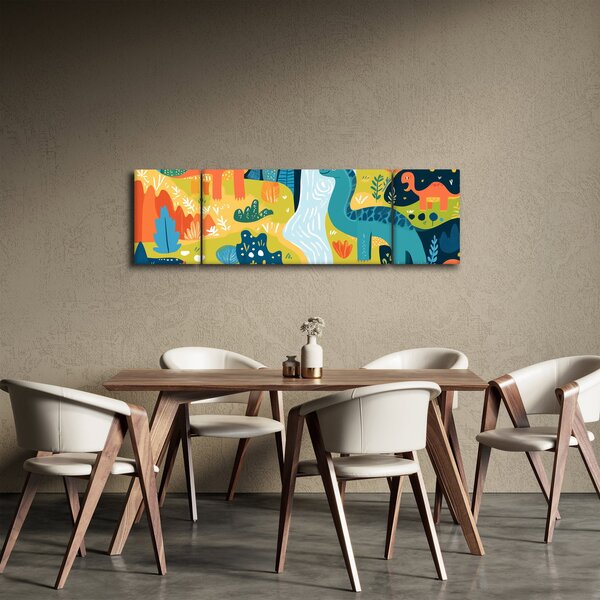 Obraz - Wesołe dinozaury (170x50 cm)