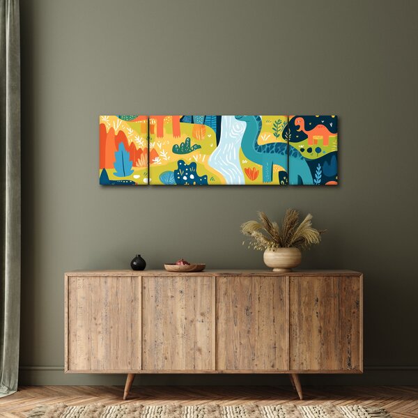Obraz - Wesołe dinozaury (170x50 cm)