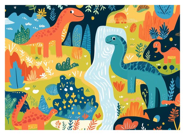 Obraz - Wesołe dinozaury (70x50 cm)