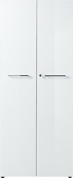 Biała/w naturalnym kolorze szafka w dekorze dębu z zamkiem 80x196x37 cm Monteria – Germania