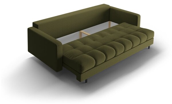 Zielona rozkładana sofa ze schowkiem 222 cm Bali – Cosmopolitan Design