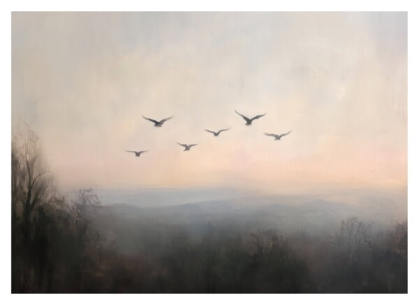 Obraz na szkle - Stado ptaków (70x50 cm)