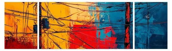 Obraz - Abstrakcyjne linie elektryczne (170x50 cm)