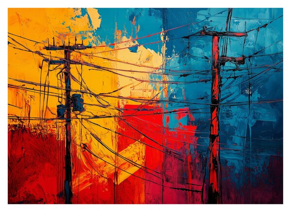 Obraz na szkle - Abstrakcyjne linie elektryczne (70x50 cm)