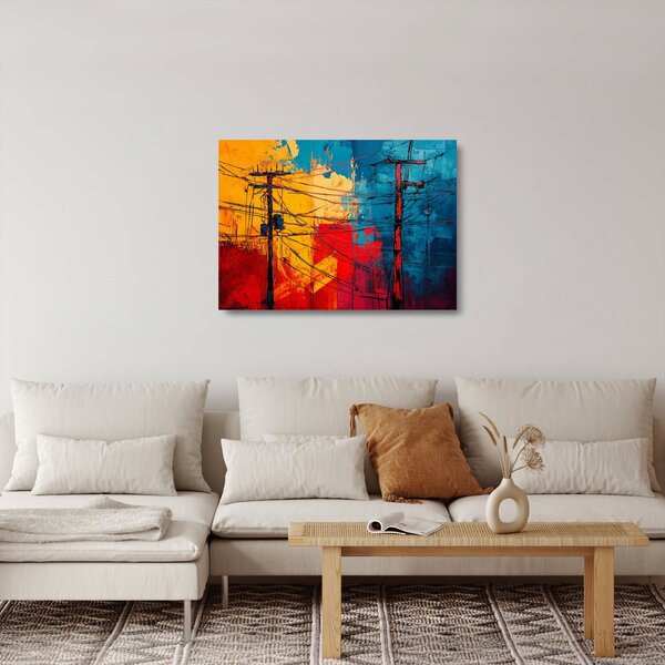 Obraz na szkle - Abstrakcyjne linie elektryczne (70x50 cm)