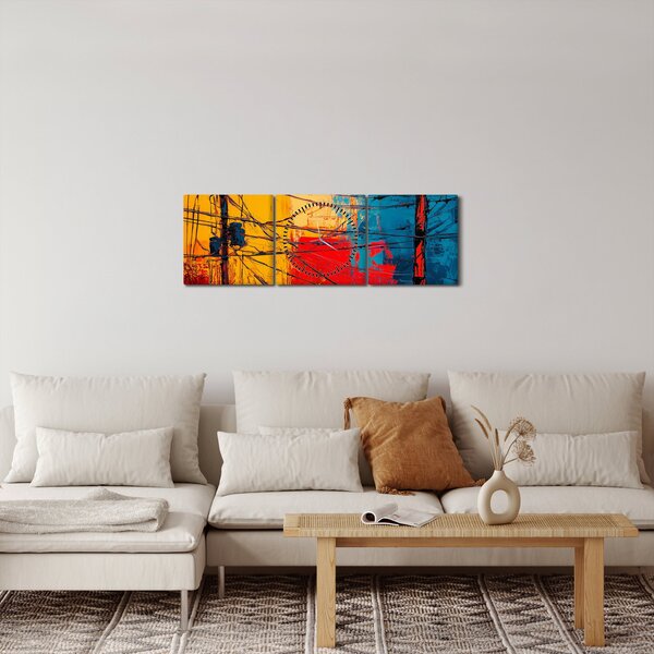 Obraz - Abstrakcyjne linie elektryczne (z zegarem) (90x30 cm)