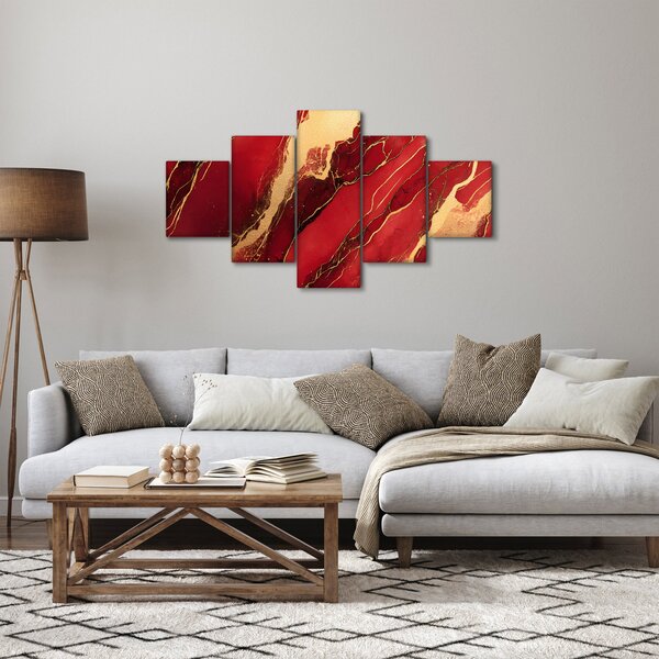 Obraz - Czerwono-złoty marmur (125x70 cm)