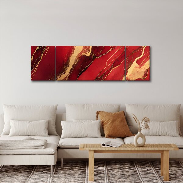 Obraz - Czerwono-złoty marmur (170x50 cm)