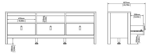 Czarna szafka pod TV 151x54 cm Madrid – Tvilum