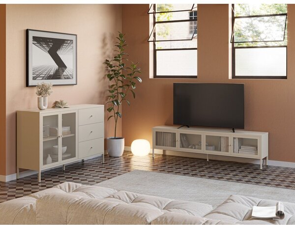 Kremowa metalowa komoda 140x90x40 cm Fayna – Marckeric