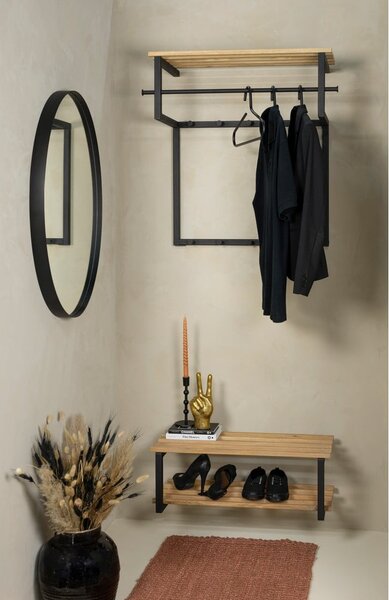Czarny/w naturalnym kolorze metalowy wieszak ścienny z półką 76 cm Rizzoli – Spinder Design