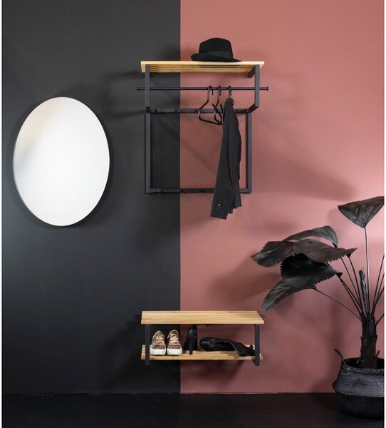 Czarny/w naturalnym kolorze metalowy wieszak ścienny z półką 76 cm Rizzoli – Spinder Design