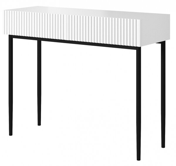Toaletka Nicole 100 cm z szufladami - biały mat / czarne nóżki