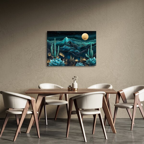 Obraz na szkle - Turkusowa noc (70x50 cm)