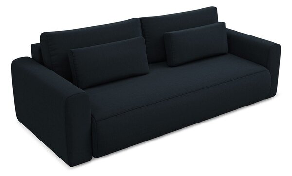 Ciemnoniebieska aksamitna rozkładana/ze schowkiem sofa 238 cm Kapua – Makamii