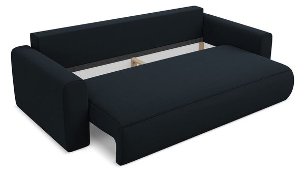 Ciemnoniebieska aksamitna rozkładana/ze schowkiem sofa 238 cm Kapua – Makamii