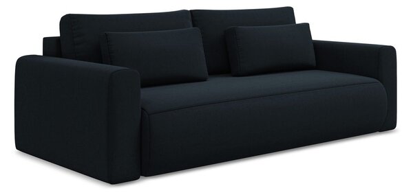Ciemnoniebieska aksamitna rozkładana/ze schowkiem sofa 238 cm Kapua – Makamii