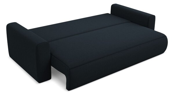 Ciemnoniebieska aksamitna rozkładana/ze schowkiem sofa 238 cm Kapua – Makamii