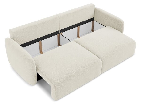 Kremowa rozkładana/ze schowkiem sofa 238 cm Kalena – Makamii