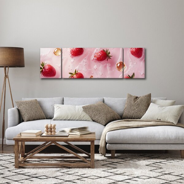 Obraz - Truskawki w bąbelkach (170x50 cm)