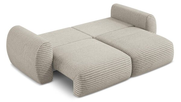 Jasnobrązowa sztruksowa rozkładana sofa ze schowkiem 266 cm Kini – Makamii