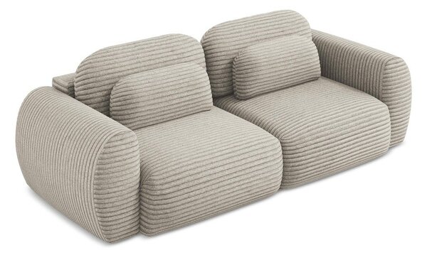 Jasnobrązowa sztruksowa rozkładana sofa ze schowkiem 266 cm Kini – Makamii