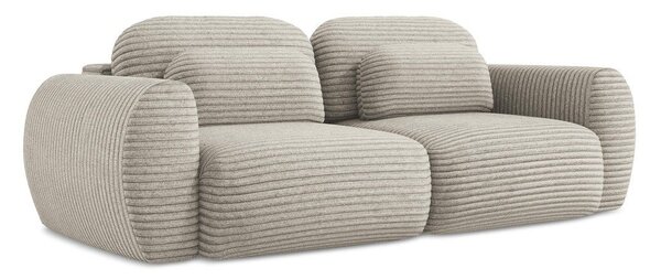 Jasnobrązowa sztruksowa rozkładana sofa ze schowkiem 266 cm Kini – Makamii