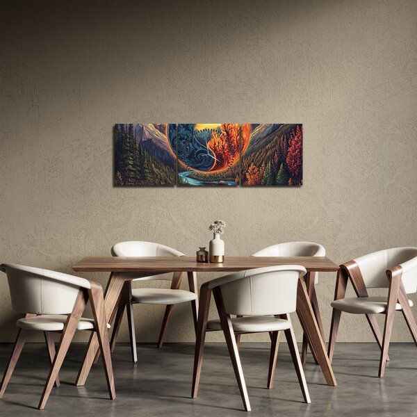 Obraz - Żywioły (z zegarem) (90x30 cm)