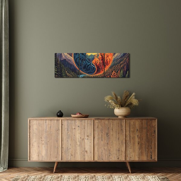 Obraz - Żywioły (z zegarem) (90x30 cm)