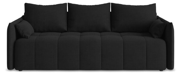 Czarna rozkładana/ze schowkiem sofa 225 cm Moku – Makamii