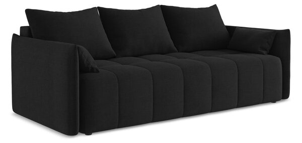 Czarna rozkładana/ze schowkiem sofa 225 cm Moku – Makamii