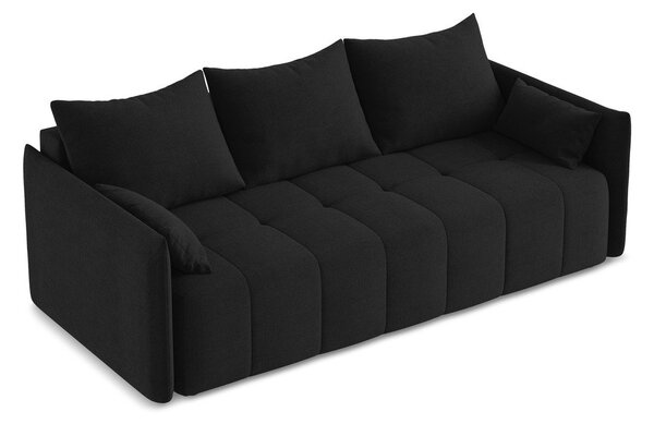 Czarna rozkładana/ze schowkiem sofa 225 cm Moku – Makamii