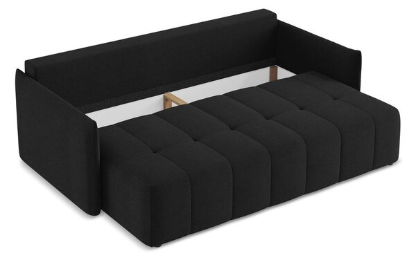 Czarna rozkładana/ze schowkiem sofa 225 cm Moku – Makamii