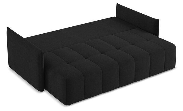 Czarna rozkładana/ze schowkiem sofa 225 cm Moku – Makamii