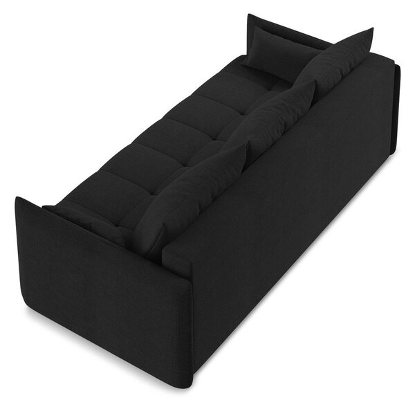Czarna rozkładana/ze schowkiem sofa 225 cm Moku – Makamii