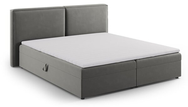 Szare łóżko boxspring ze schowkiem 160x200 cm Arendal – Cosmopolitan Design