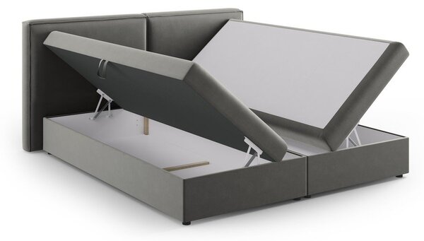 Szare łóżko boxspring ze schowkiem 160x200 cm Arendal – Cosmopolitan Design