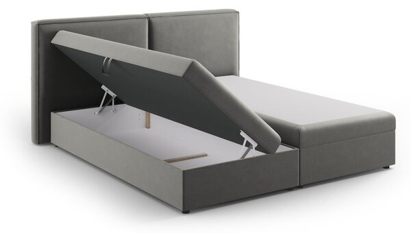 Szare łóżko boxspring ze schowkiem 160x200 cm Arendal – Cosmopolitan Design