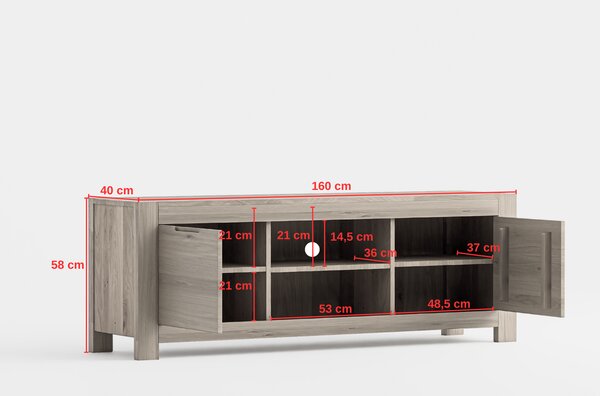 Szafka RTV 160 cm na dębowych nogach Napoli 46