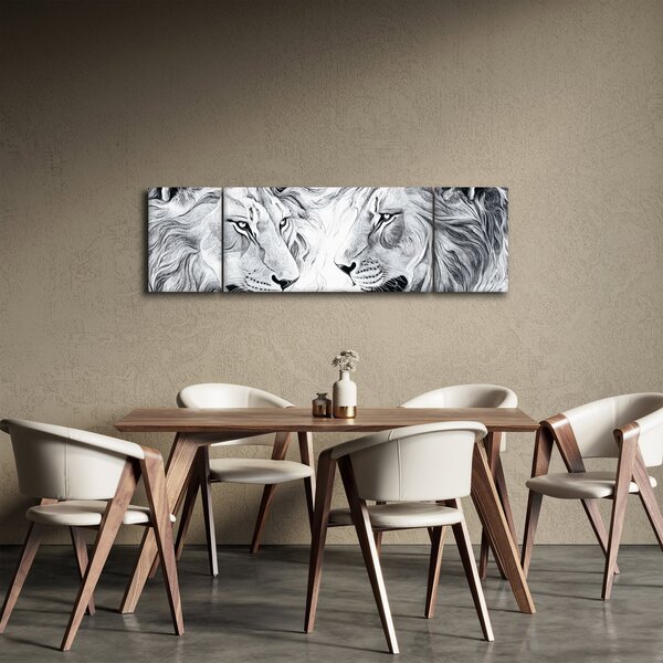 Obraz - Rysowane lwie głowy (170x50 cm)