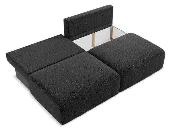 Czarna rozkładana/ze schowkiem sofa 216 cm Kalena – Makamii