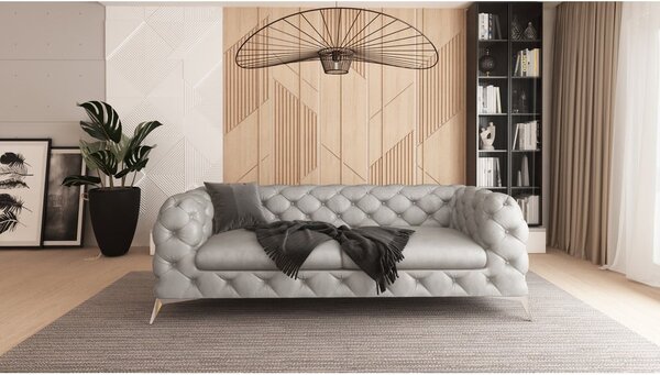 Jasnoszara aksamitna sofa 225 cm Chelsea – Ropez