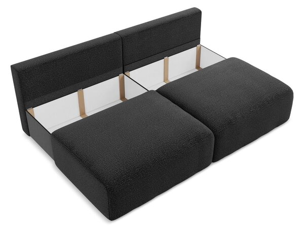 Czarna rozkładana/ze schowkiem sofa 216 cm Kalena – Makamii